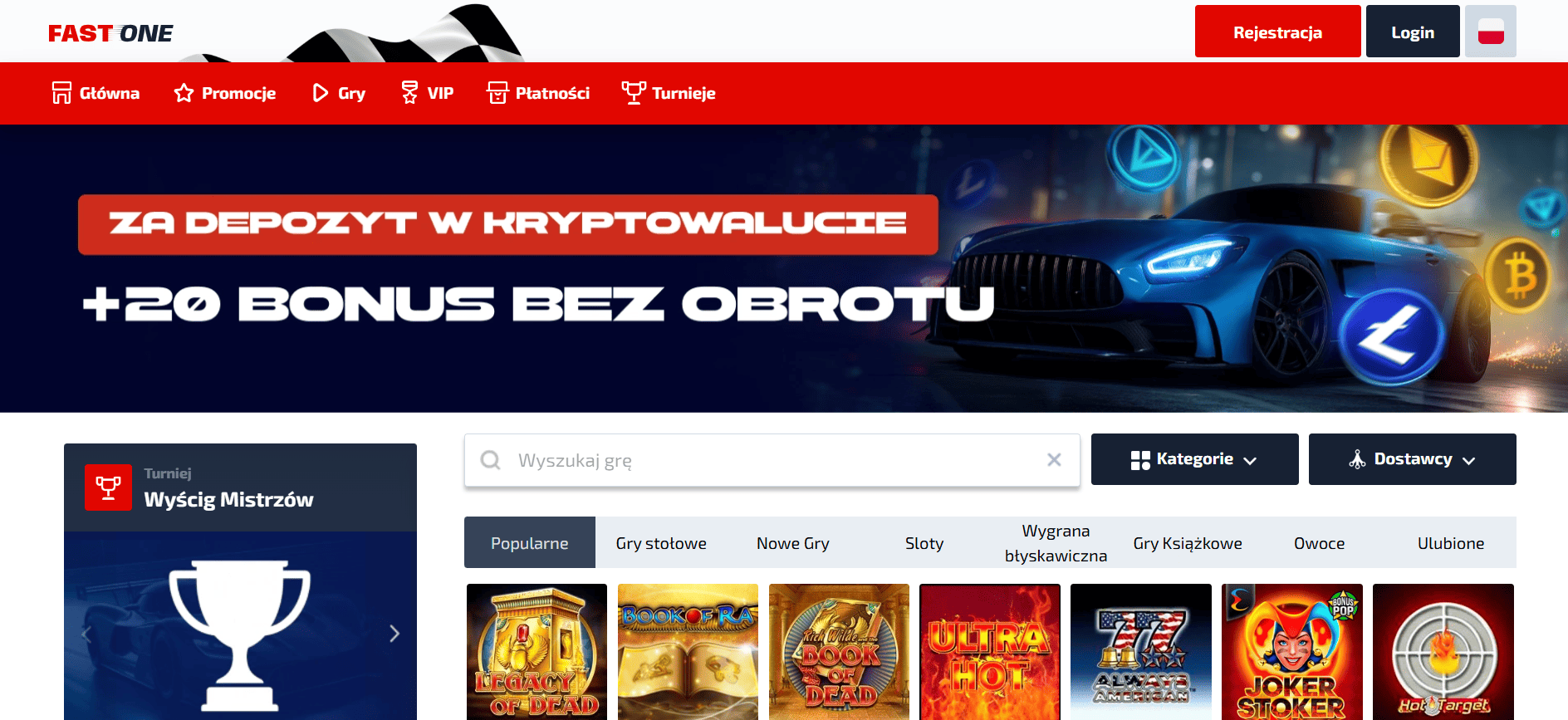 F1 Casino widok ogólny platformy